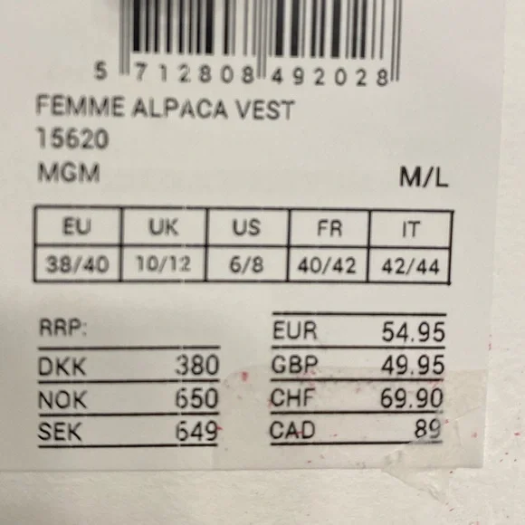NWT MSCH Copenhagen Femme Alpaca Vest Grey Turtleneck Alpaca Wool Blend Size M/L - Picture 11 of 13